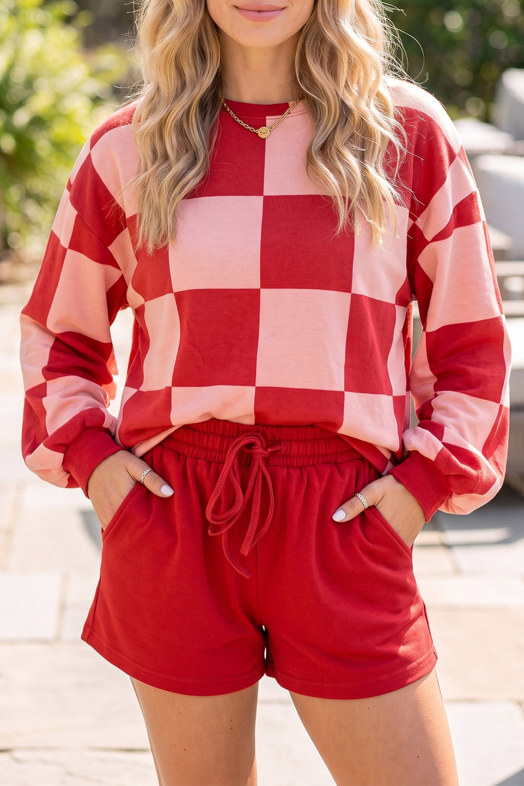 “Checkmate Checkerboard” Long Sleeve & Shorts Set