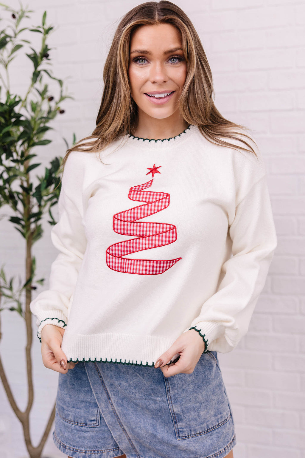Stitched Christmas Tree Sweater