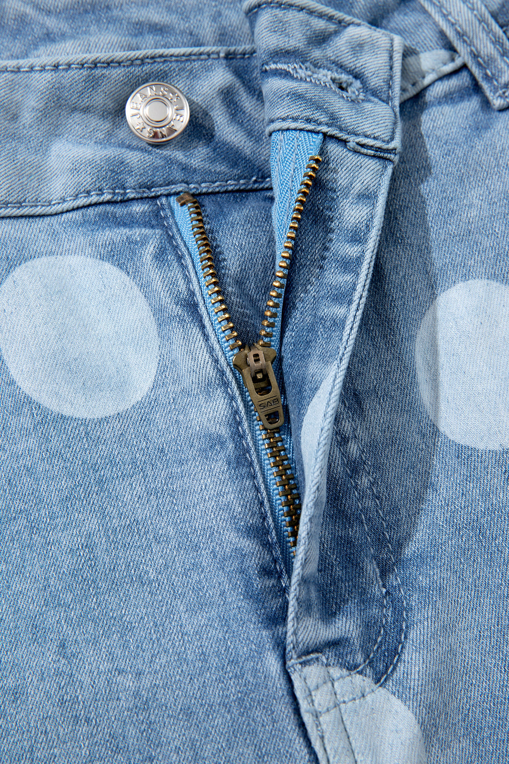 "Blue or Khaki" In Polka Dot Jeans