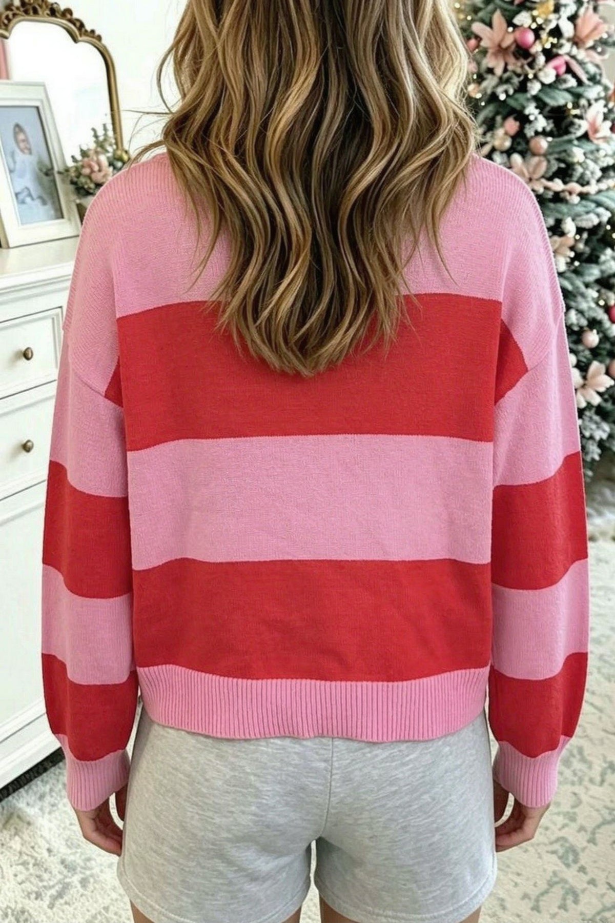 "Pink & Festive" Holly Jolly Sequin Christmas Sweater