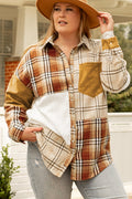 "Golden Apricot Plaid" Plus Size Shacket