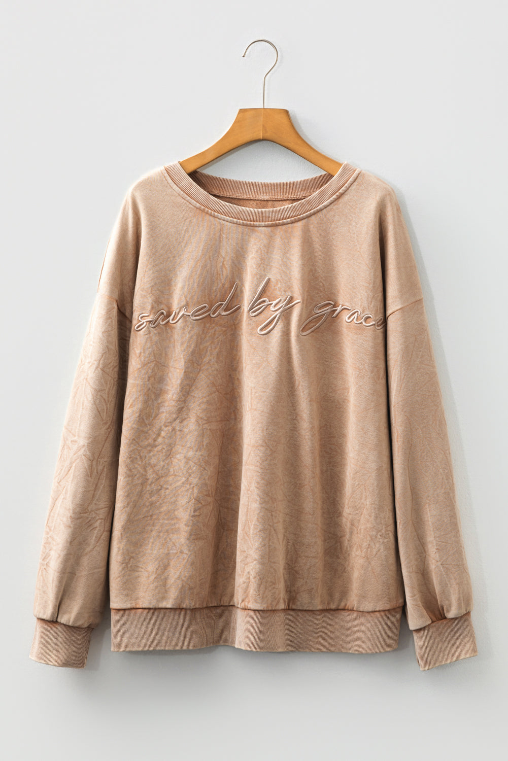 "Saved by Grace" Embroidered Plus Size Sweatshirt