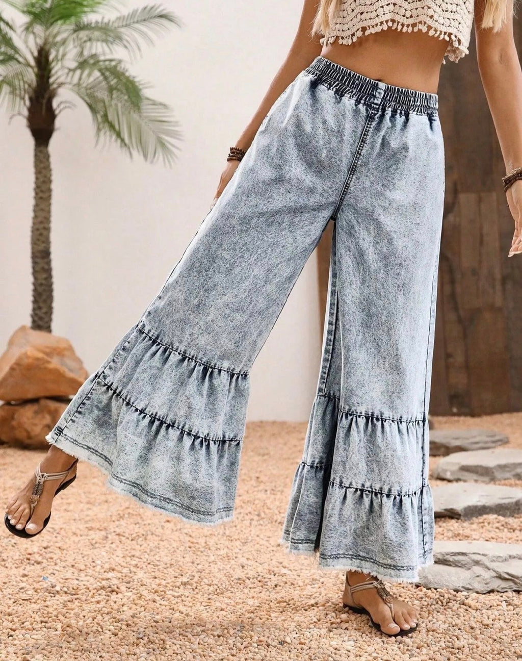 "Boho Bombshell" Raw Hem Flare Jeans