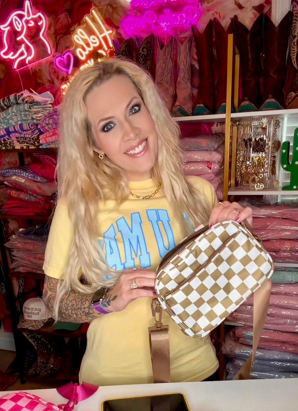The “Mary Poppins” Brown Check Crossbody
