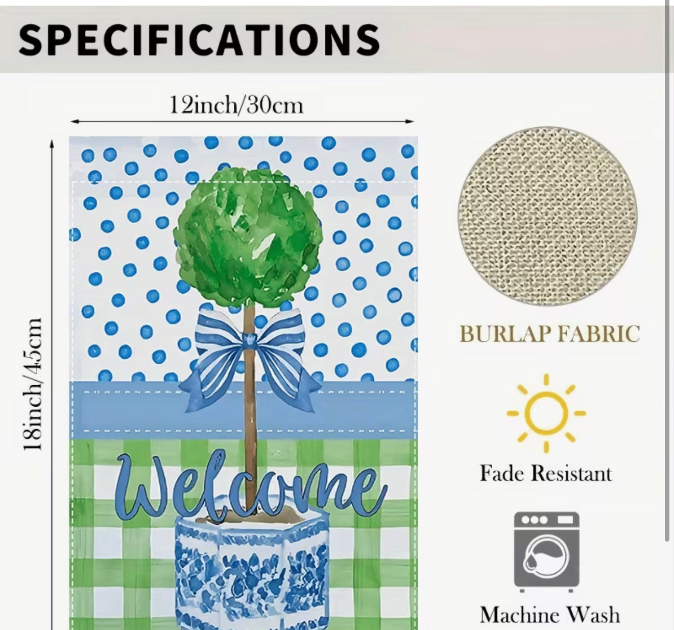 Chinoiserie Topiary Blue Bow Garden Flag