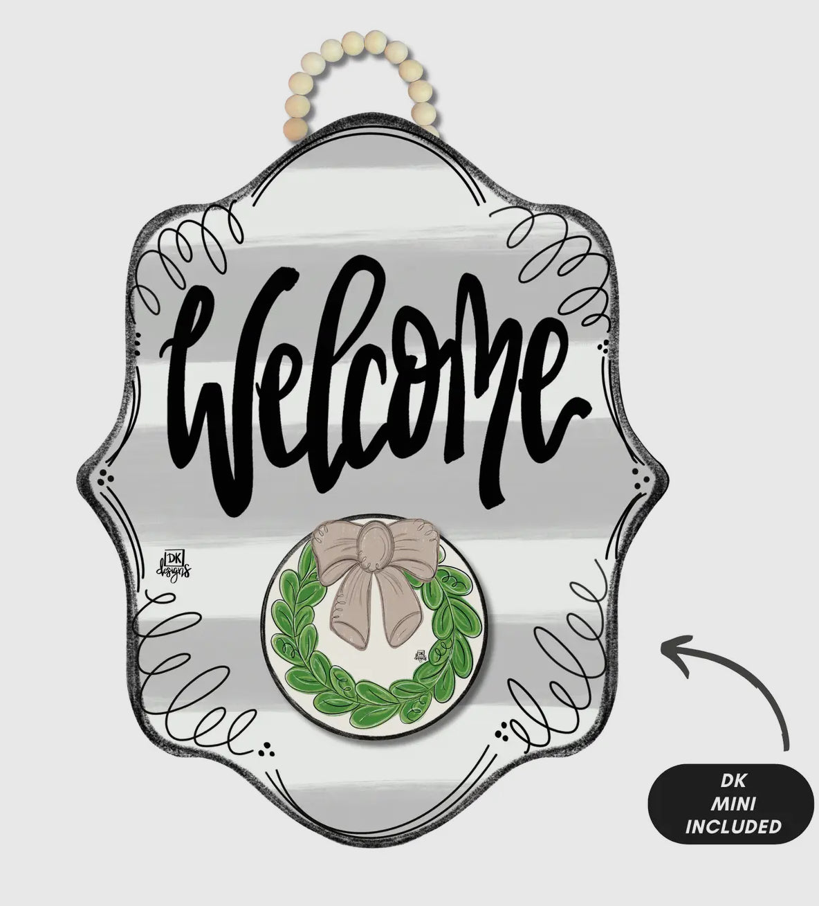 Stripe Bloom "Welcome" Hanger + Mini