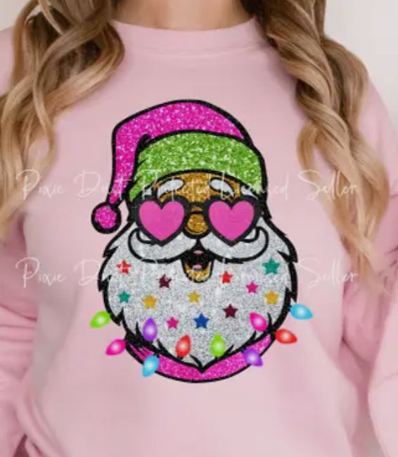 Pink Glitter Santa Tee