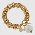 SUSAN SHAW HANDCAST GOLD WITH COTTON PEARL BRACELET