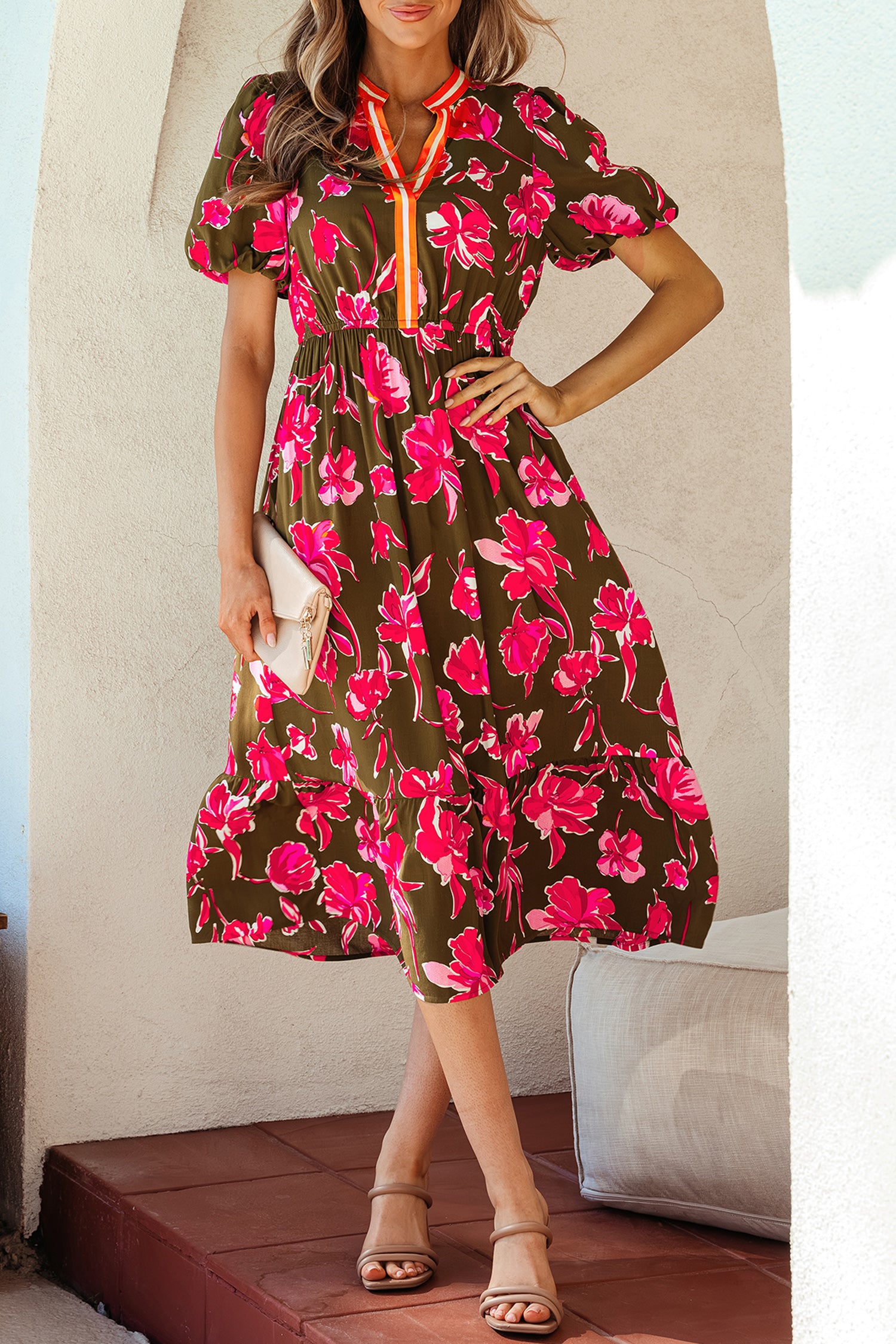 "Olive In Floral" Maxi Dress