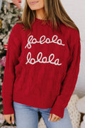"Fiery Red Falala" Cable Knit Christmas Sweater