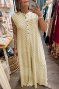 "Check Please" Checkered Cream or Black Wide Leg Jumpsuit
