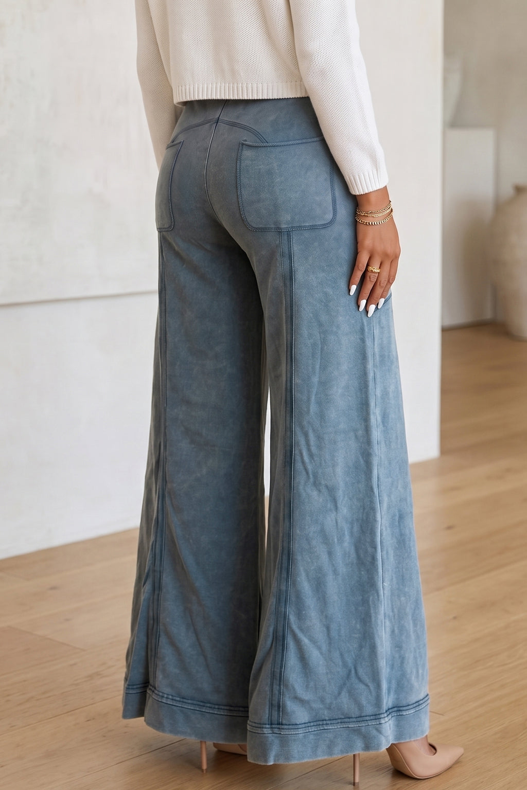“Baby I’m Blue” Mineral Wash Flare Leg Pants