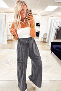 "Grey or Burgundy" Mineral Wash Boho Wide Leg Pants