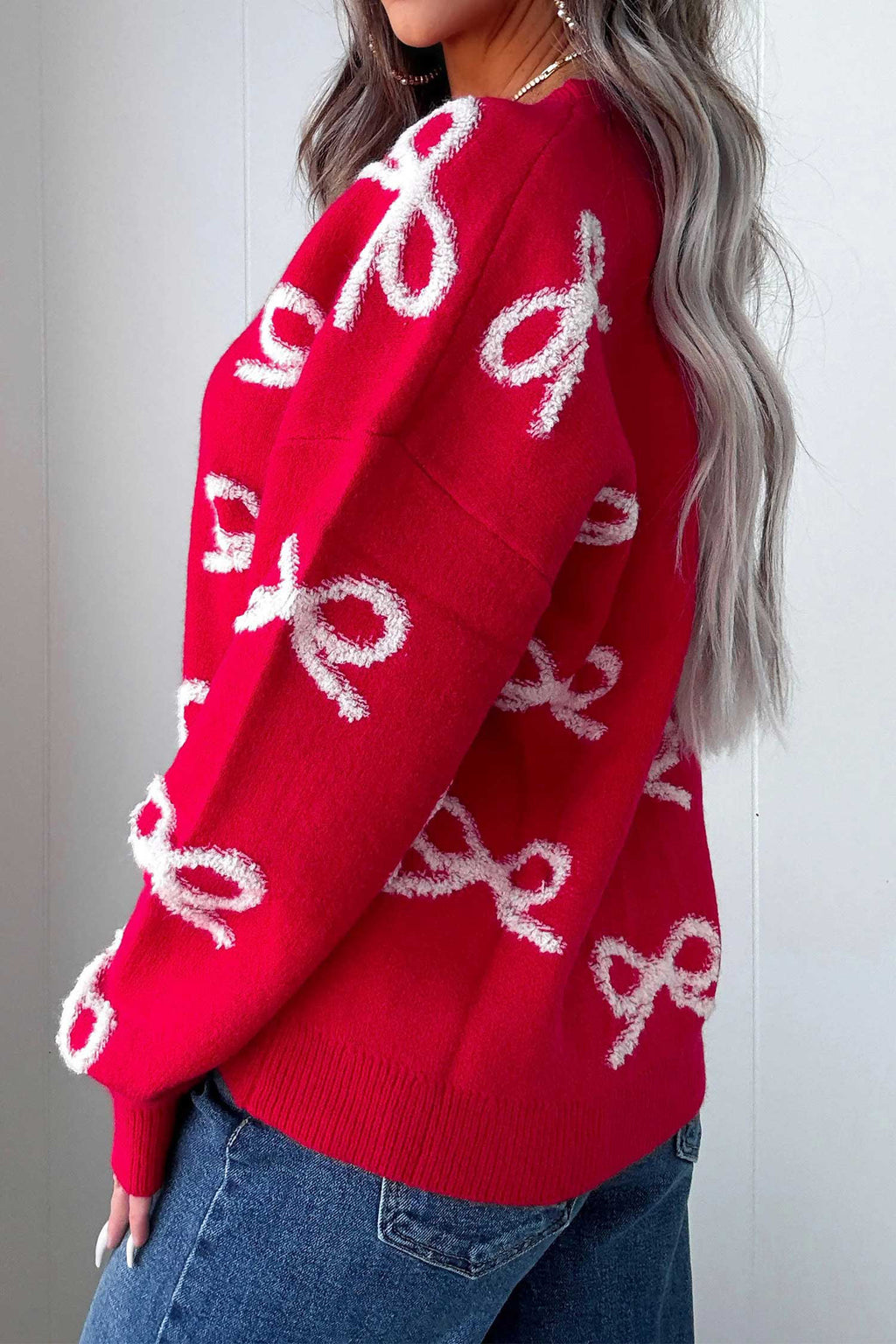 "Red All Over" Bow Sweater