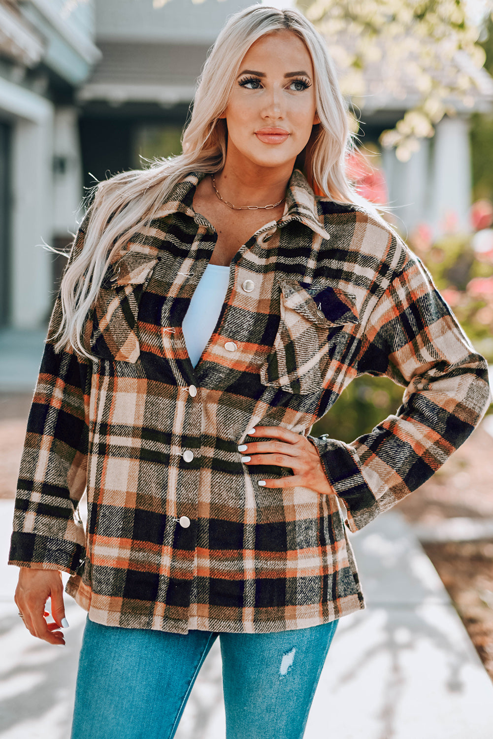 "Go for Geometric" Plaid Shacket