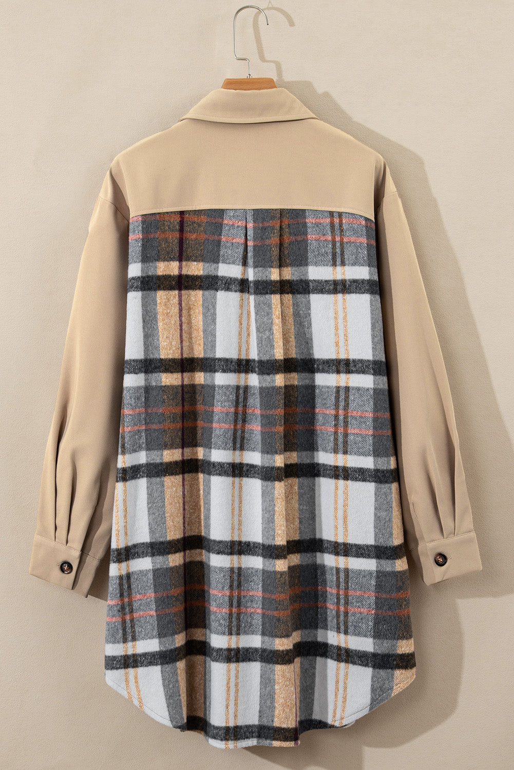 "Plaid Patchwork" Long Sleeve Shirt Dress