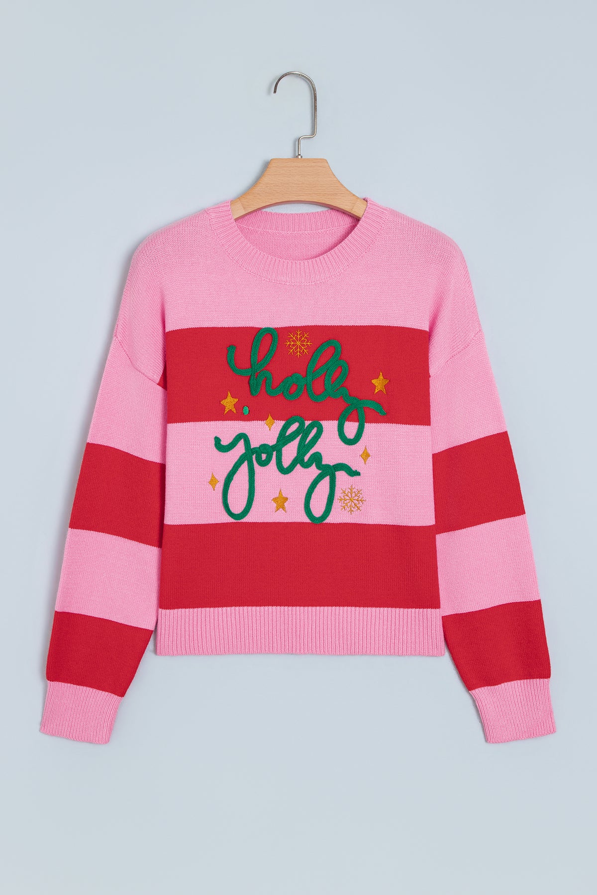 "Pink & Festive" Holly Jolly Sequin Christmas Sweater