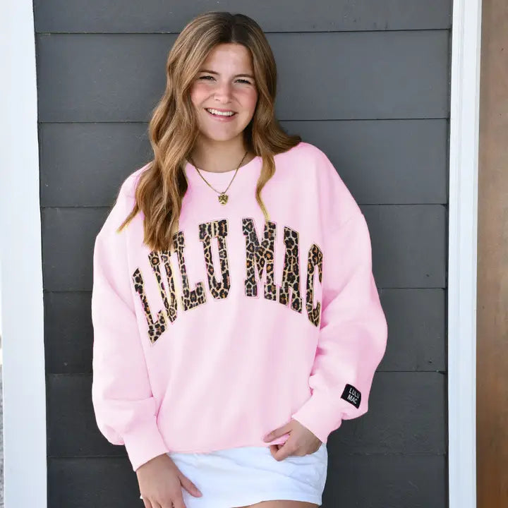 Lulu Mac Sweatshirt Pink Leopard Logo