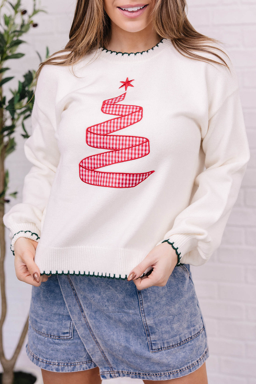 Stitched Christmas Tree Sweater