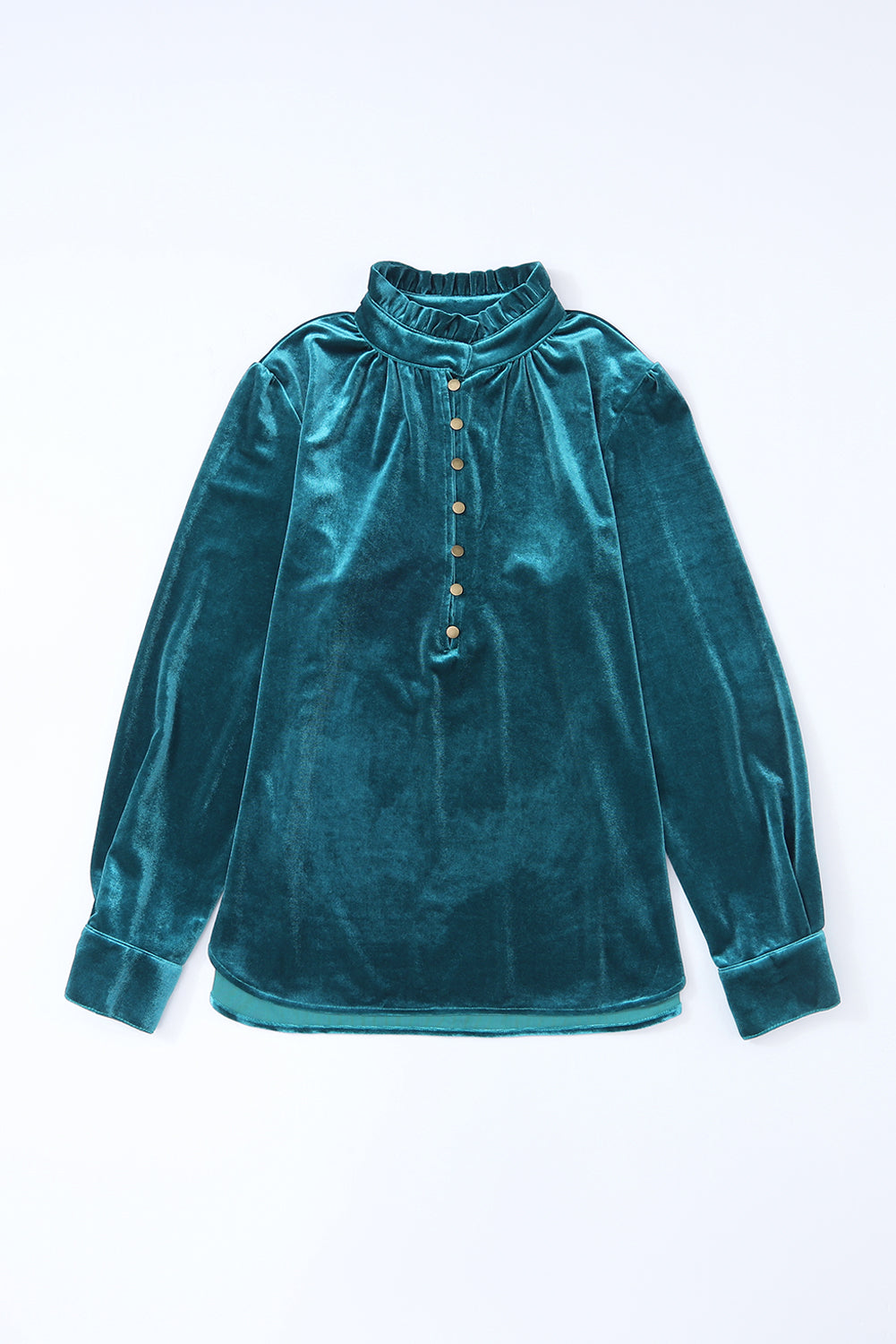 “Frilled” Mock Neck Velvet Top