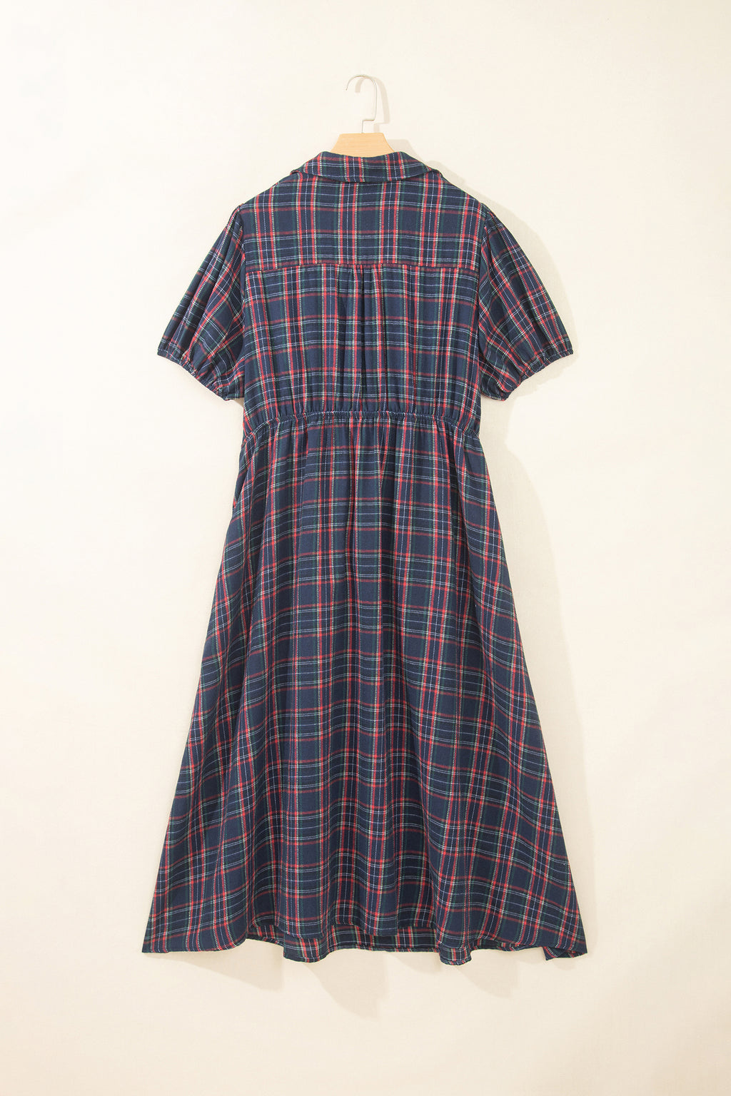 Black Plaid V Neck Belted Plus Size Dress