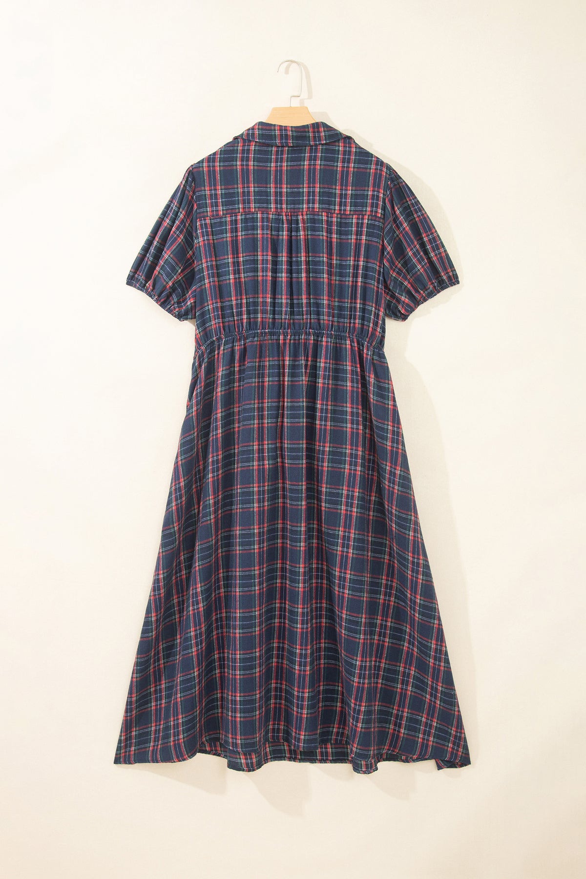 Black Plaid V Neck Belted Plus Size Dress