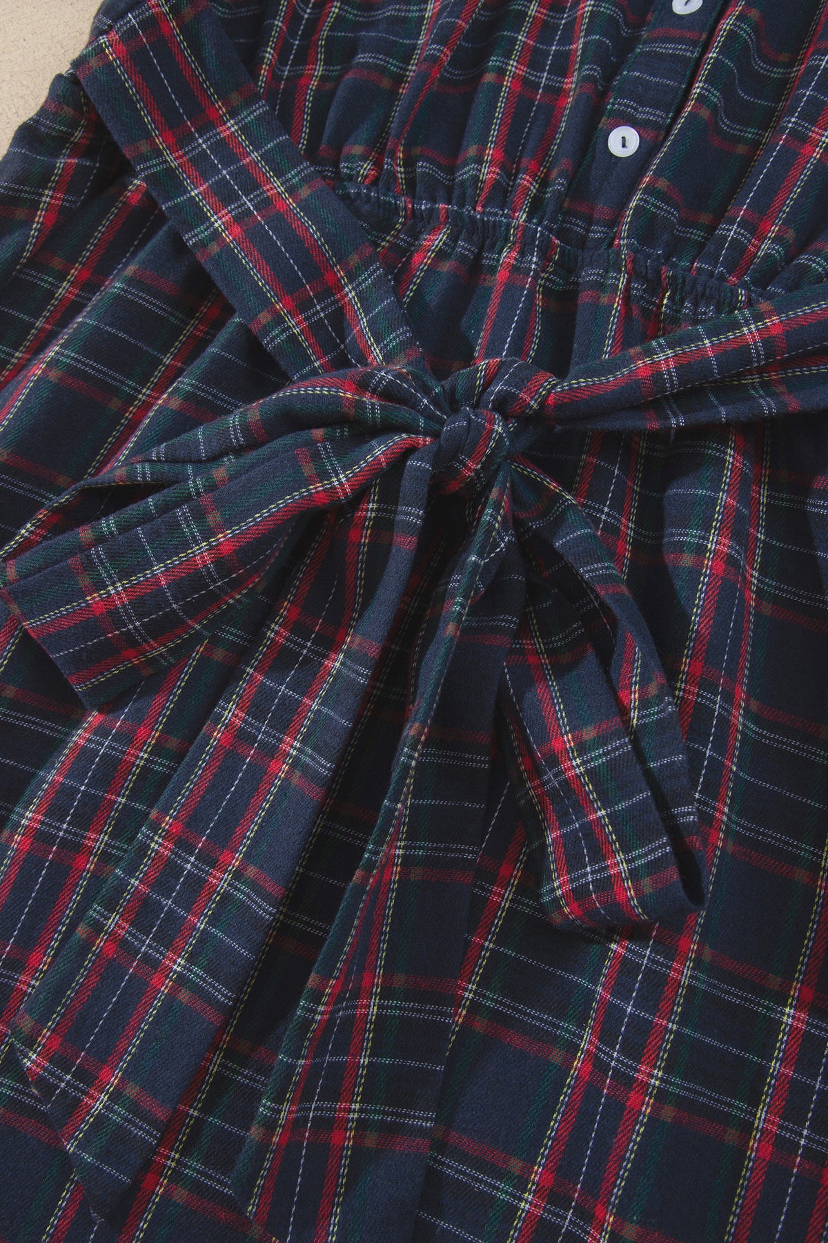 Black Plaid V Neck Belted Plus Size Dress