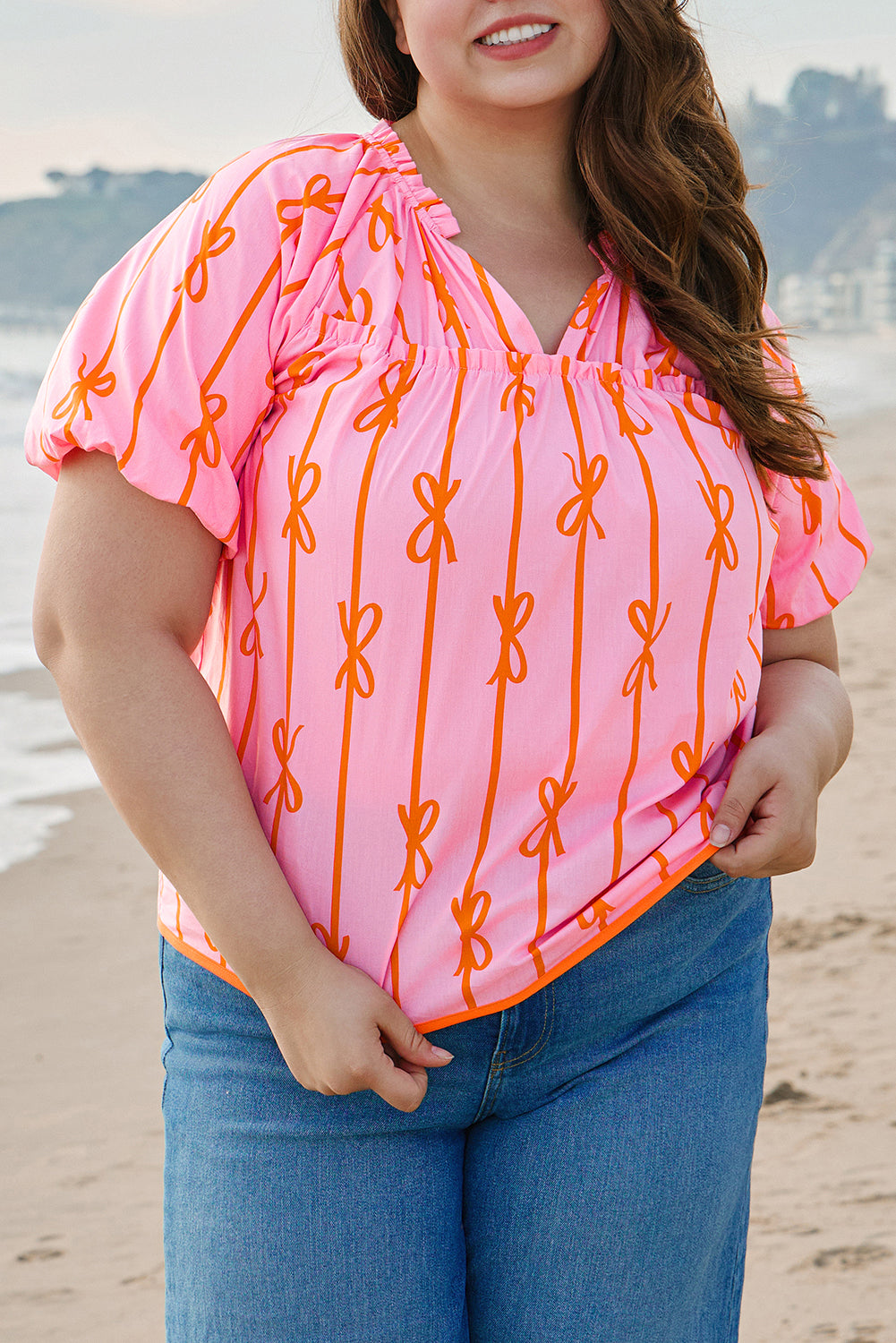 "Brillant In Bows" Plus Size Top
