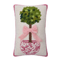 Pink Chinoiserie Topiary Ribbon Hook Pillow