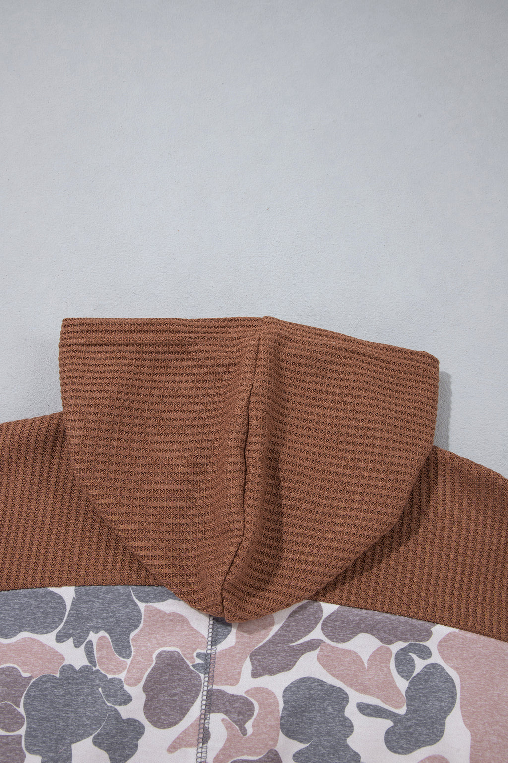 "Khaki & Camo" Waffle & Patchwork Hoodie