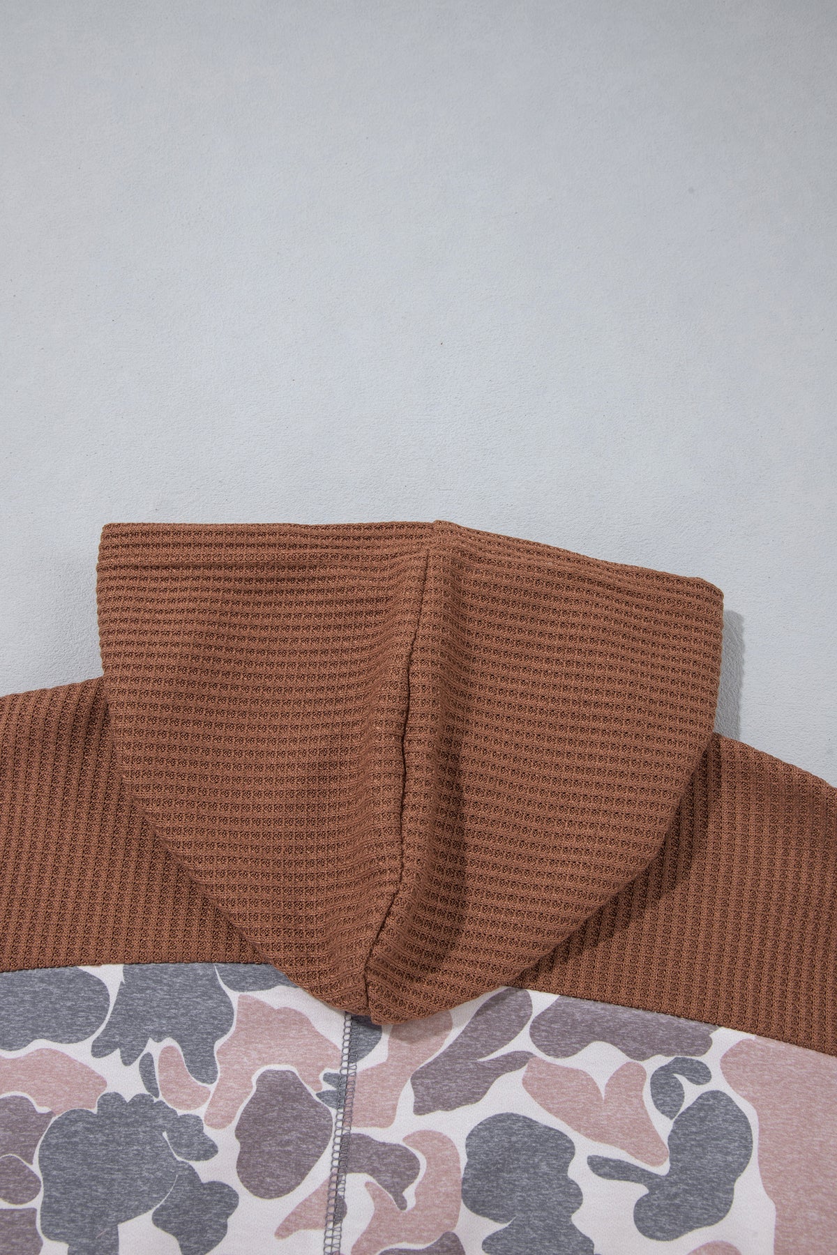 "Khaki & Camo" Waffle & Patchwork Hoodie