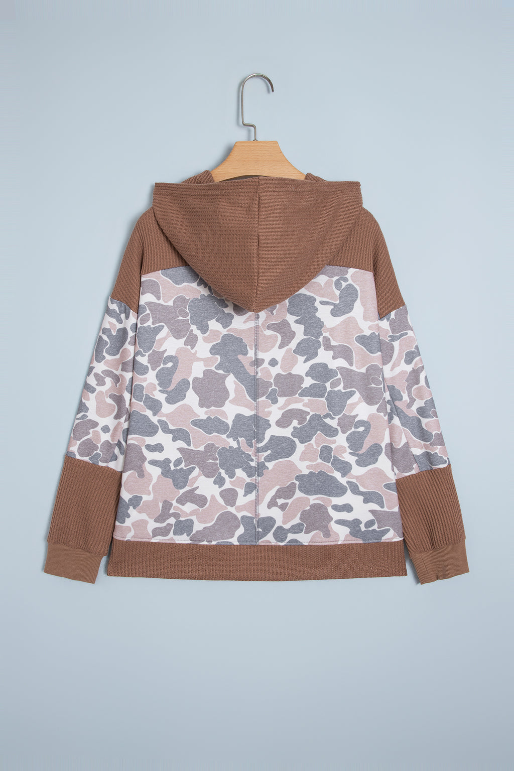 "Khaki & Camo" Waffle & Patchwork Hoodie