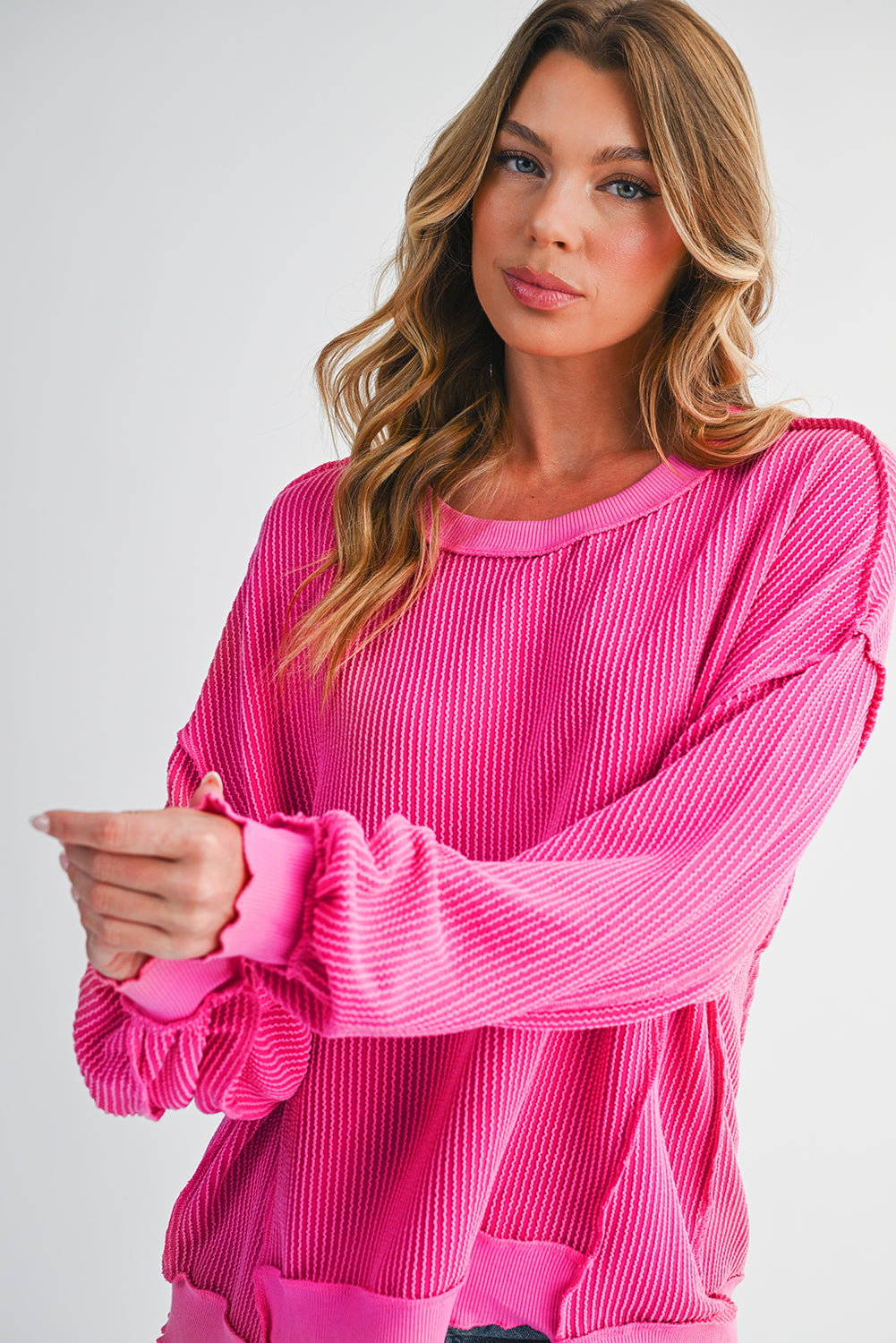 Twisted Ribbed Long Sleeve Top