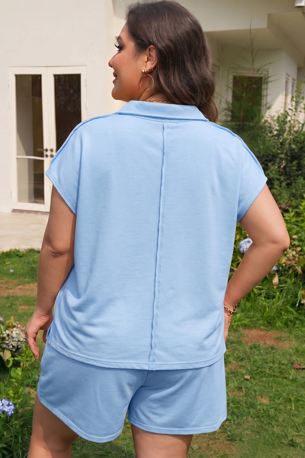 "Pretty In A Polo" Plus Size Shorts Set