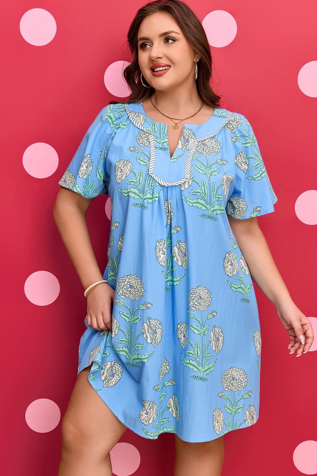 "Playful In Periwinkle" Floral Plus Size Dress