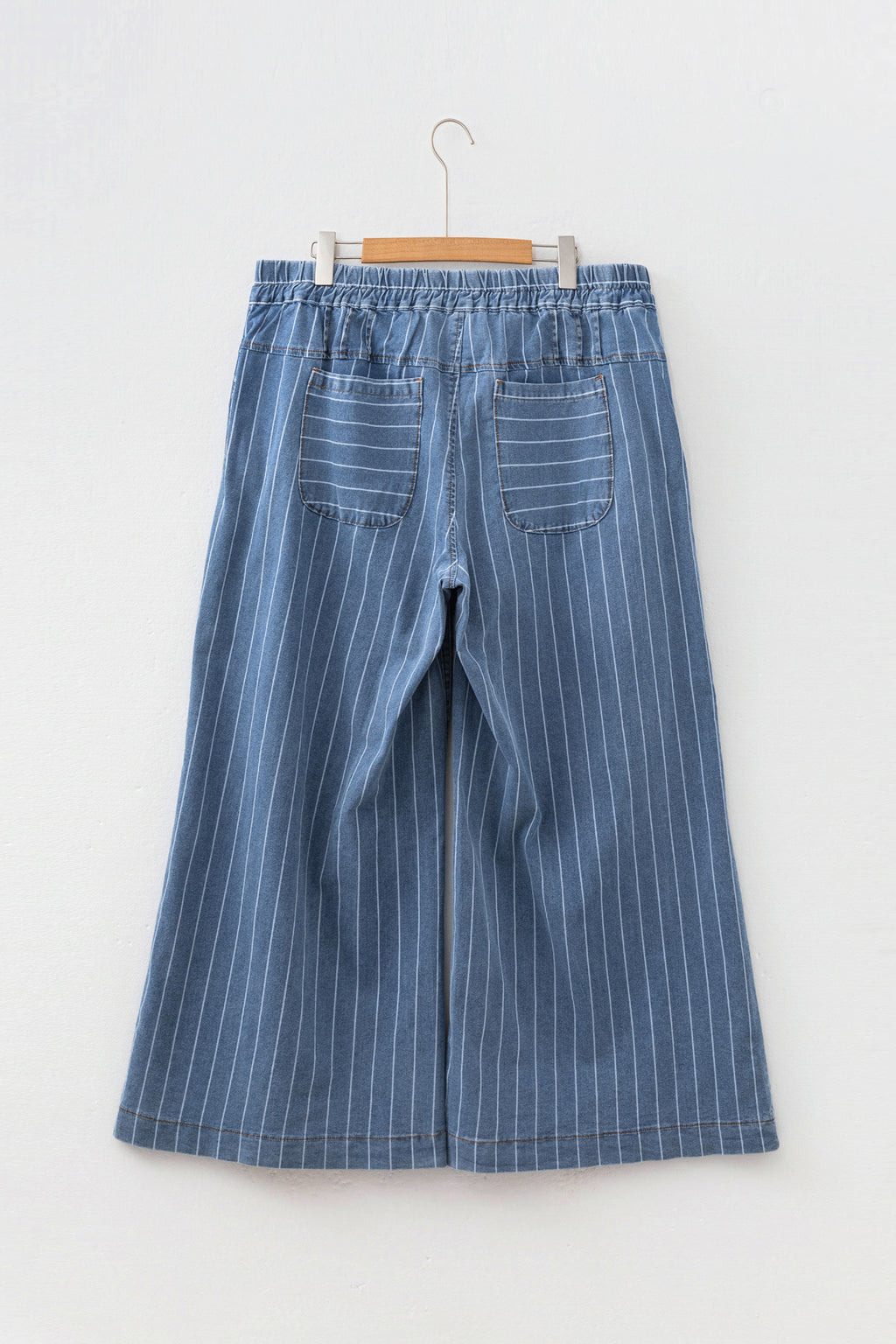 "Sleek In Stripes" Plus Size Wide Leg Jeans