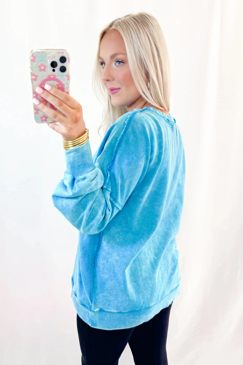 “Sky Blue”  Mineral Wash Pocket Pullover