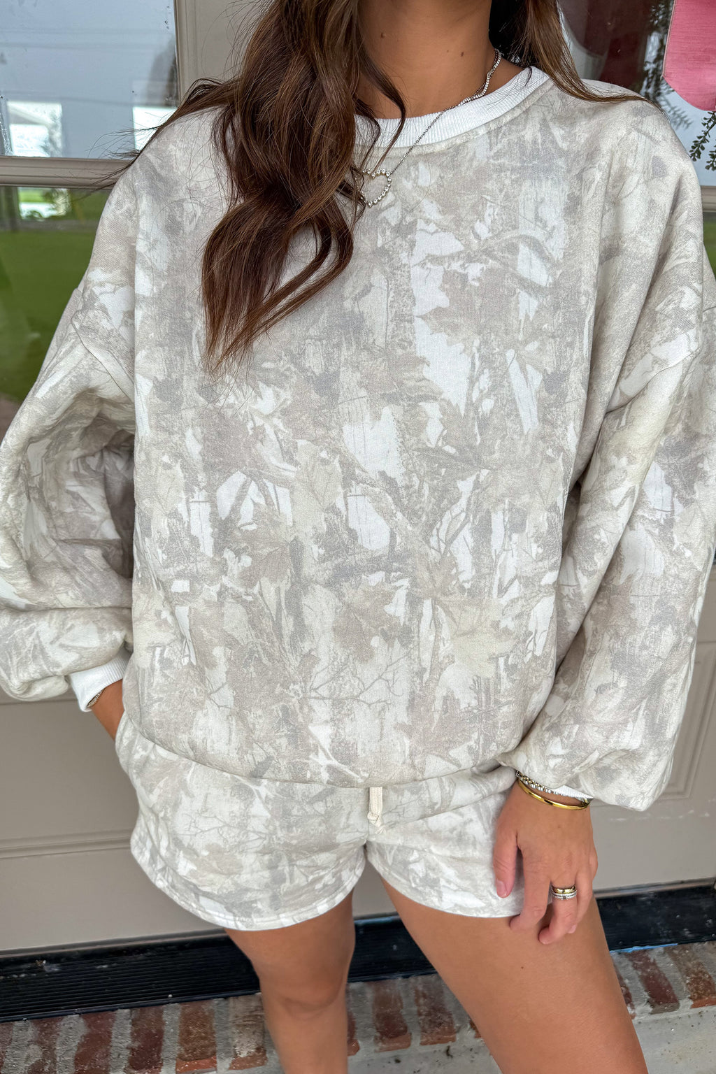 "Khaki Woodland Camo" Long Sleeve Top and Shorts Set