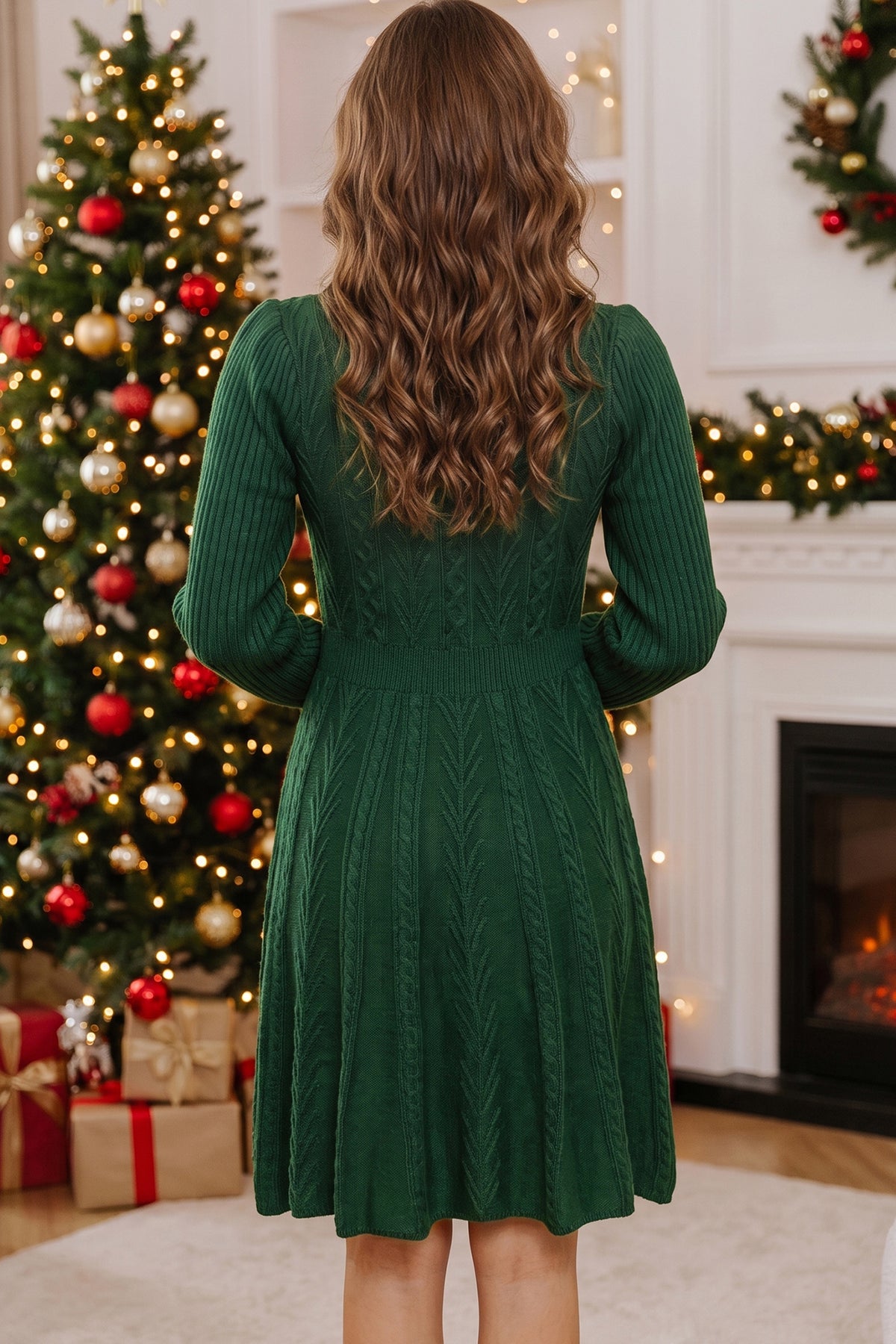"Holiday Cheer" Ribbon Knot Sweater Dress