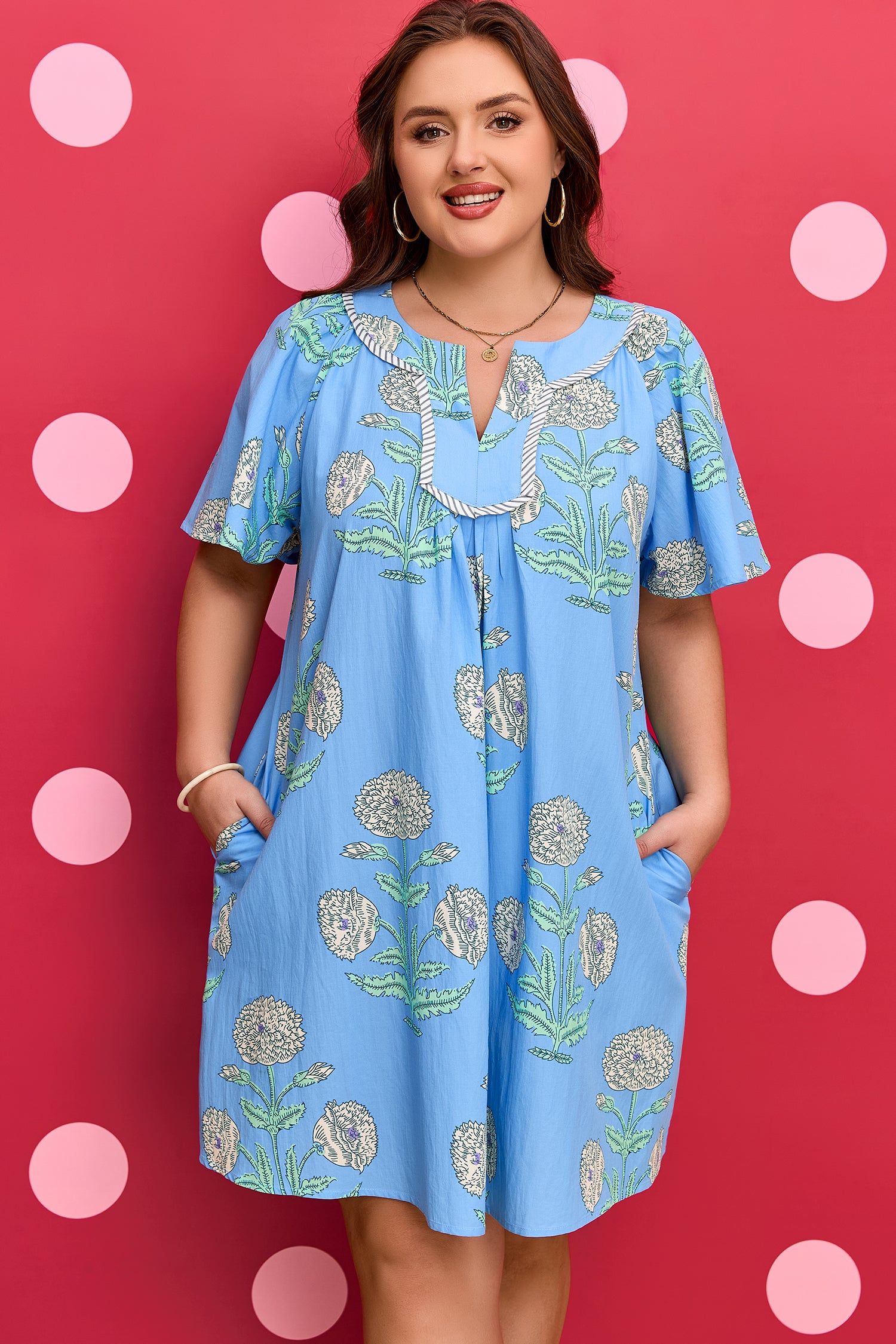 "Playful In Periwinkle" Floral Plus Size Dress