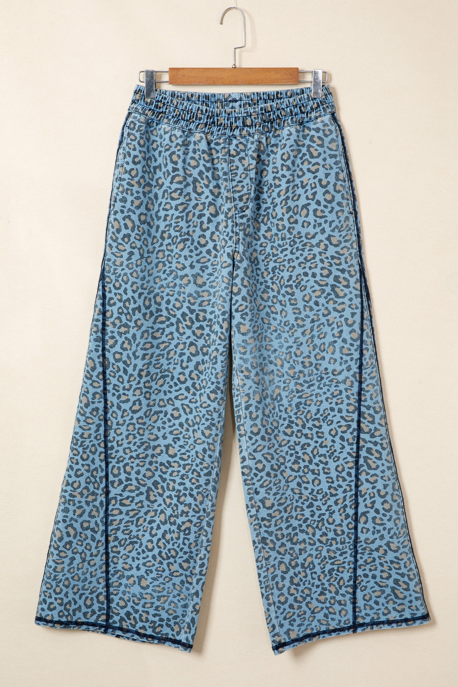 Blue Leopard Wide Leg Jeans