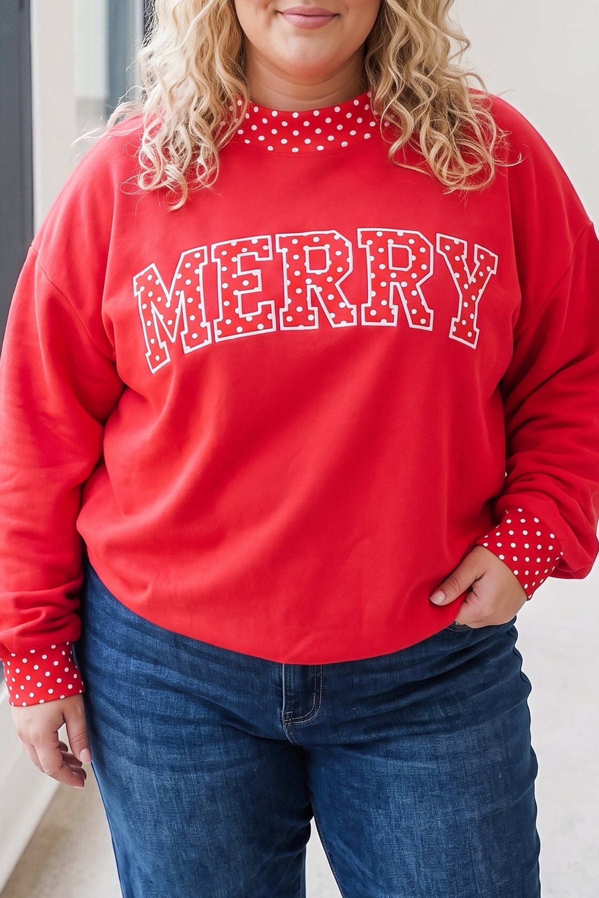 "Merry, Jolly, or HoHoHo" Plus Size Sweatshirt