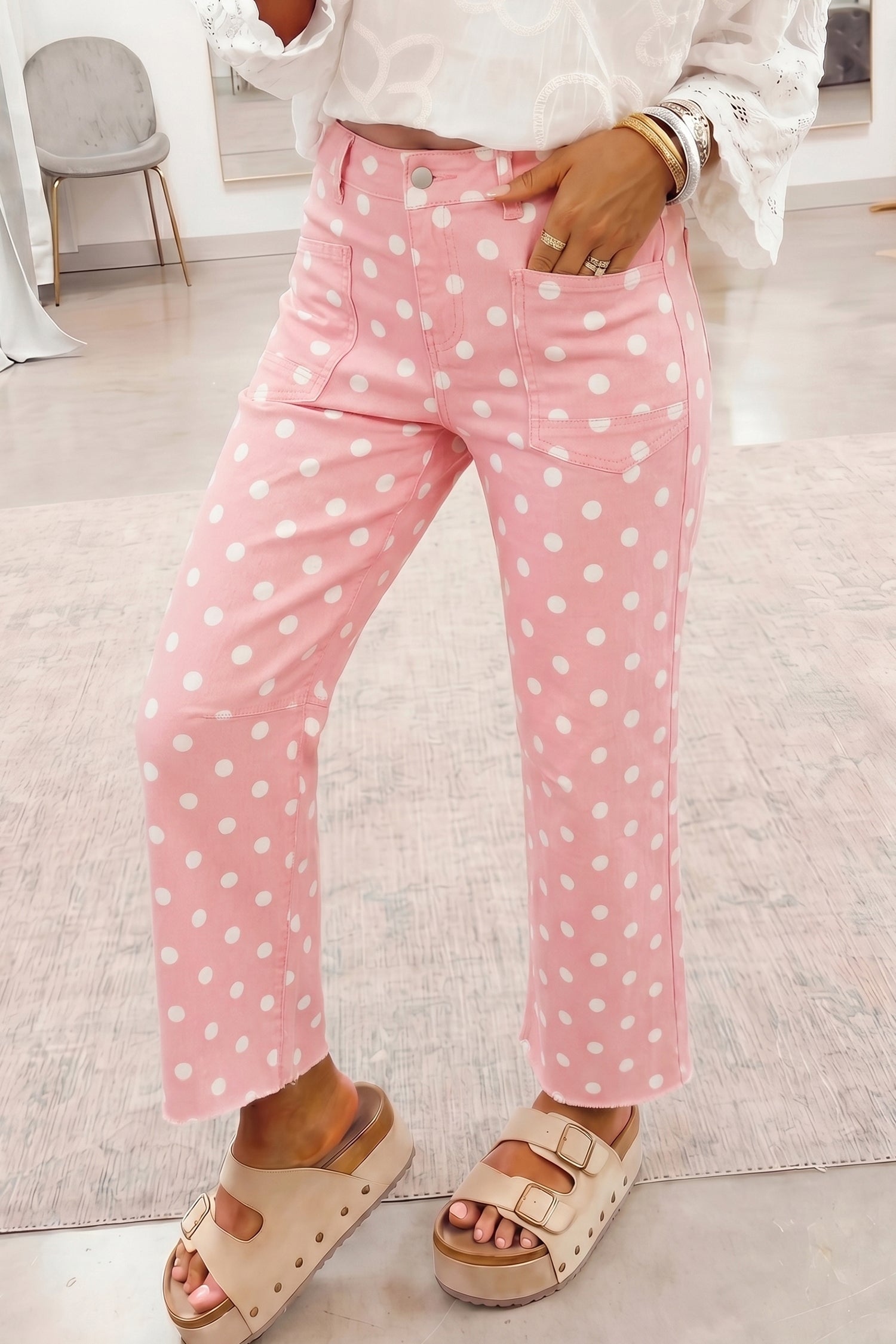 "Pretty In Polka Dot's" Casual Slim Fit Jeans