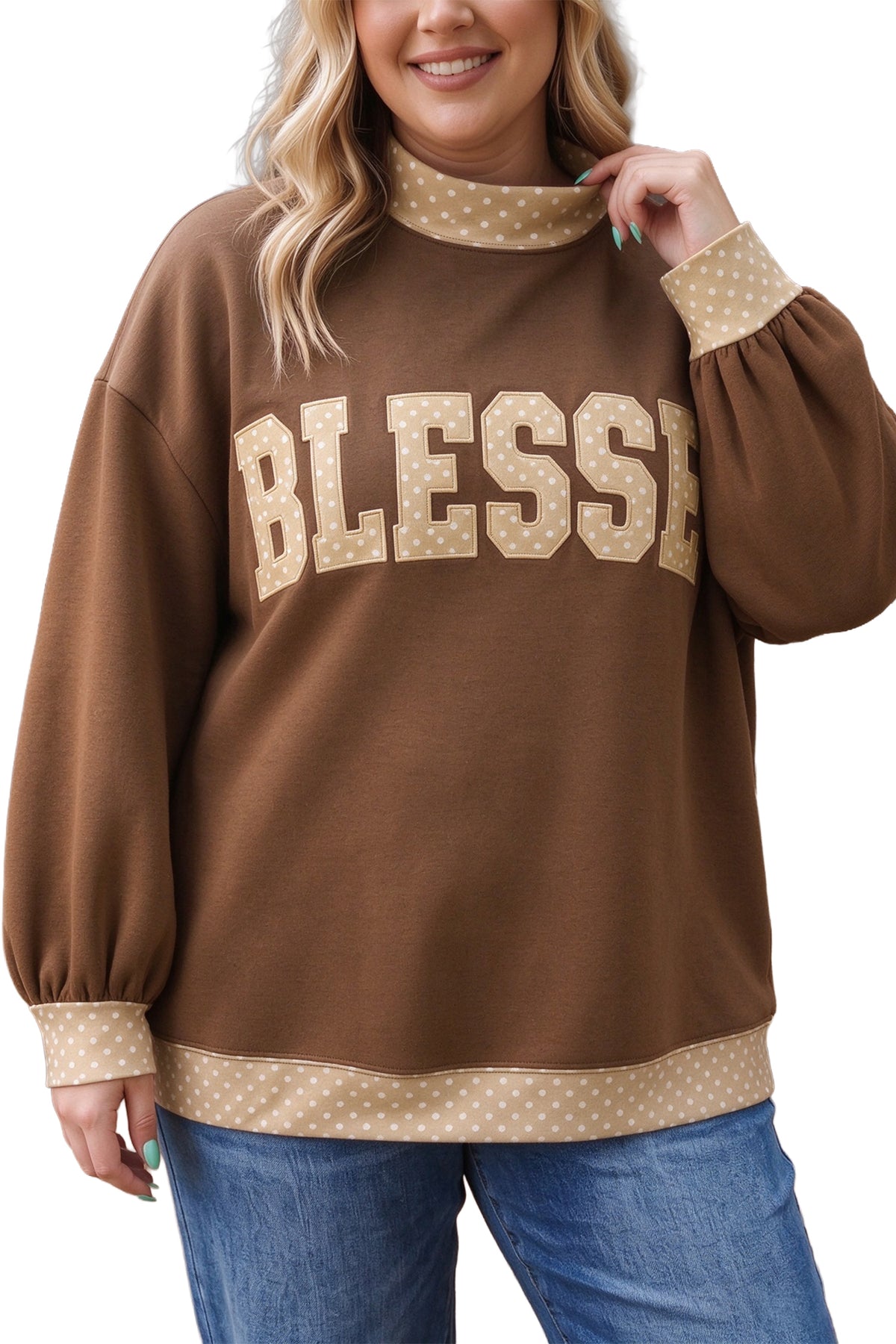 Blessed or Faith Embroidered Plus Size Pullover