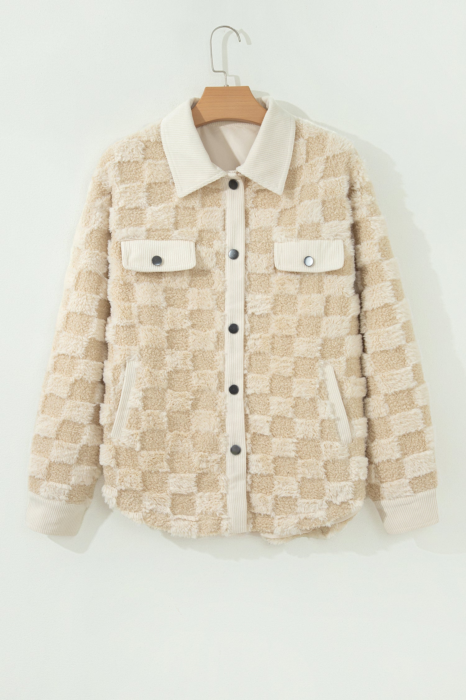 "Khaki Plush" Checkered Shacket