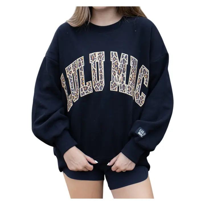 Lulu Mac Sweatshirt Black/Leopard Logo