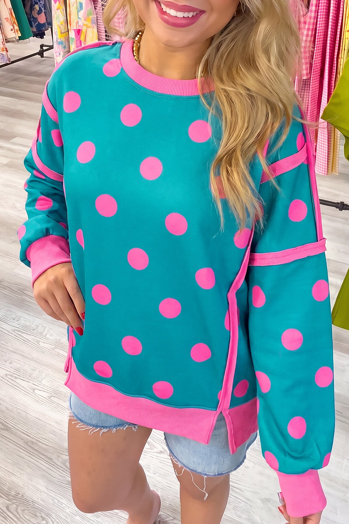 Polka Dot & Patchwork Sweatshirt
