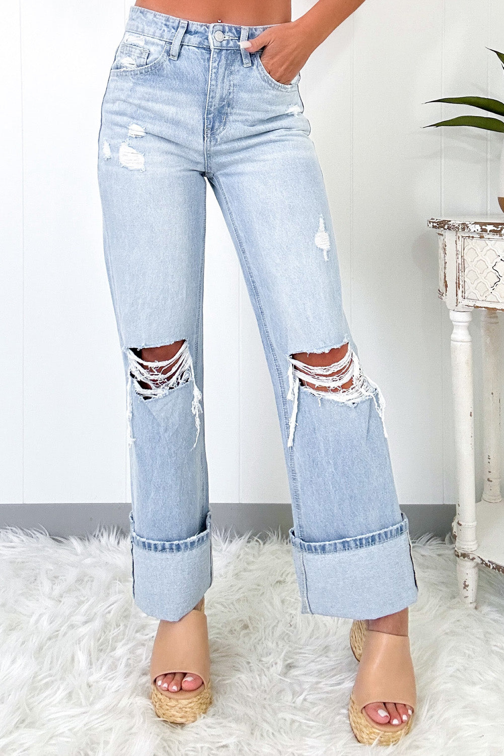 "Dizzy & Distressed" Straight Jeans