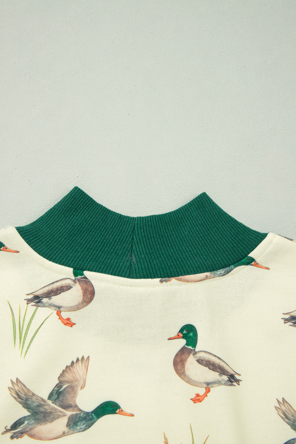 "Pretty Mallard" Patchwork High Neck Pullover