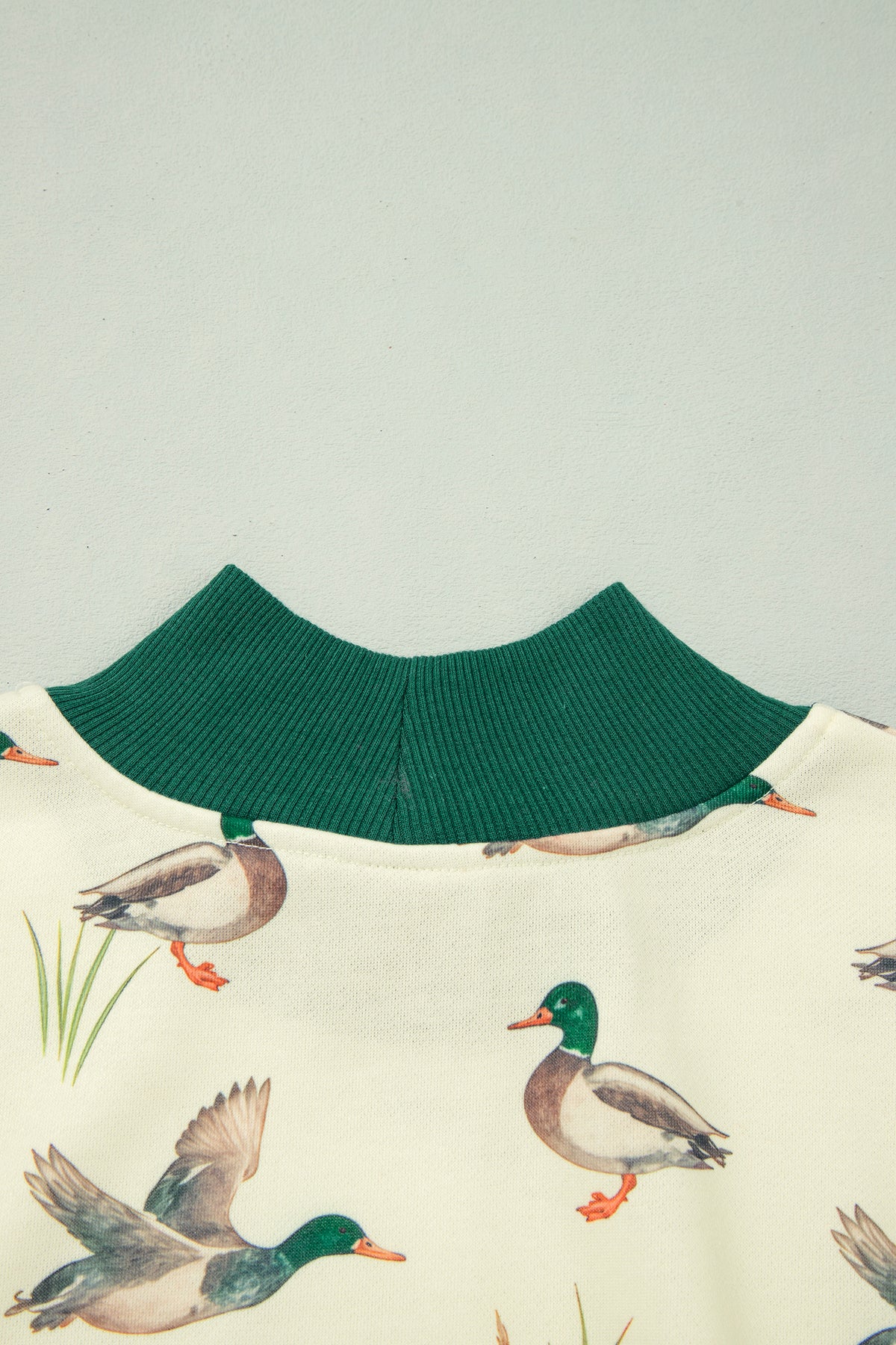 "Pretty Mallard" Patchwork High Neck Pullover